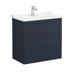 Vitra Root Classic 68937 Lavabo Dolabı, Üç Çekmeceli, 80 Cm, Mat Lacivert, Klasik Lavabolu